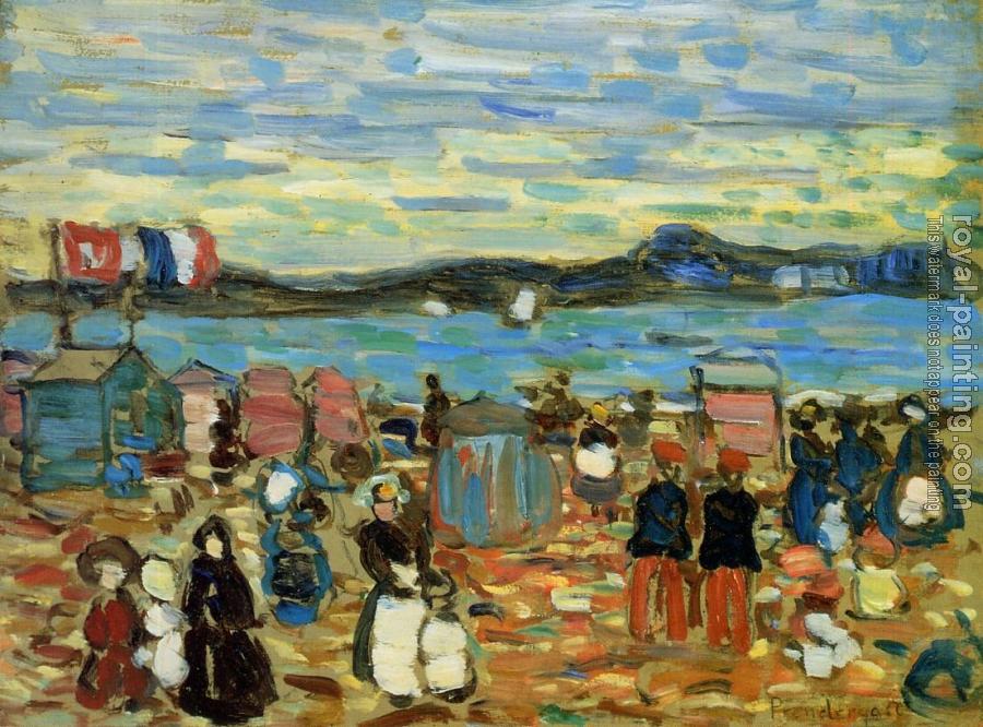 Maurice Brazil Prendergast : Bathing Tents, St Malo Maurice Brazil Prendergast : Bathing Tents, St Malo